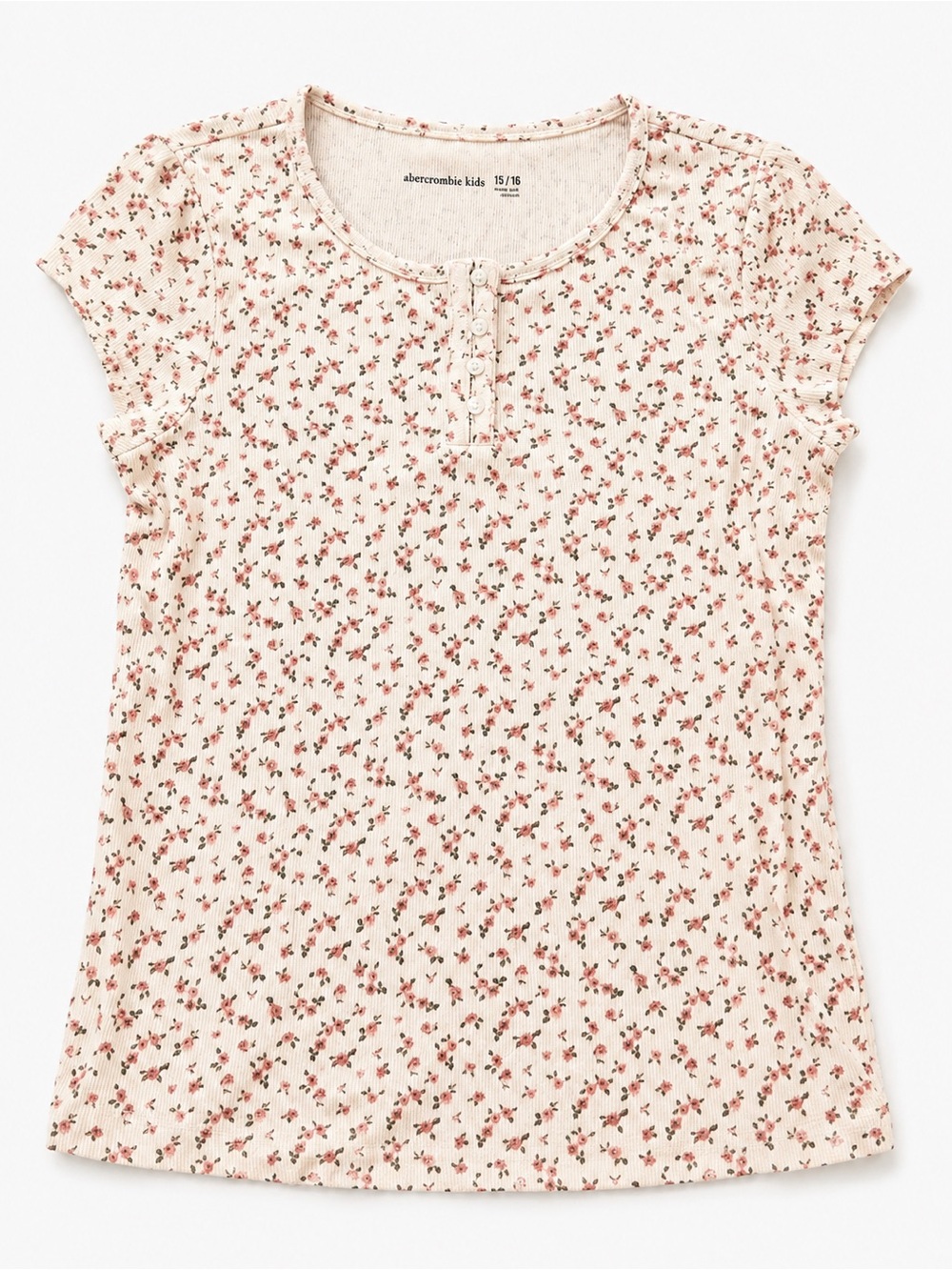 abercrombie kids Cream Tee with Pink Floral Print